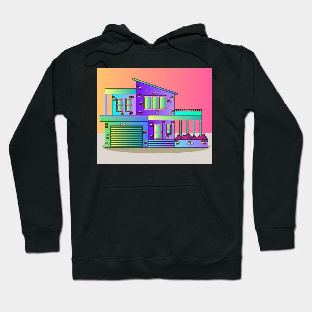Illustration Dream House Villa Color Effects Hoodie by flofin